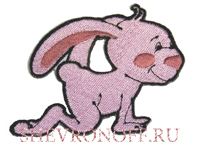Нашивка термоклеевая "Розовый заяц"